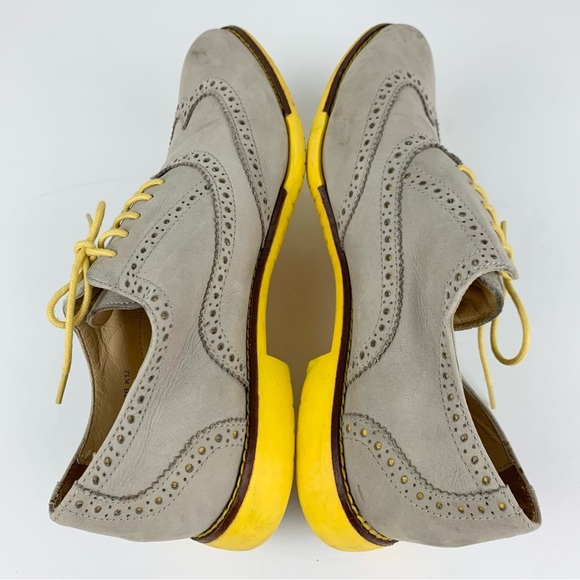 Cole Haan Gramercy Oxford Wingtip Laced Loafer Grey Suede Leather Shoes 8 - Picture 11 of 12